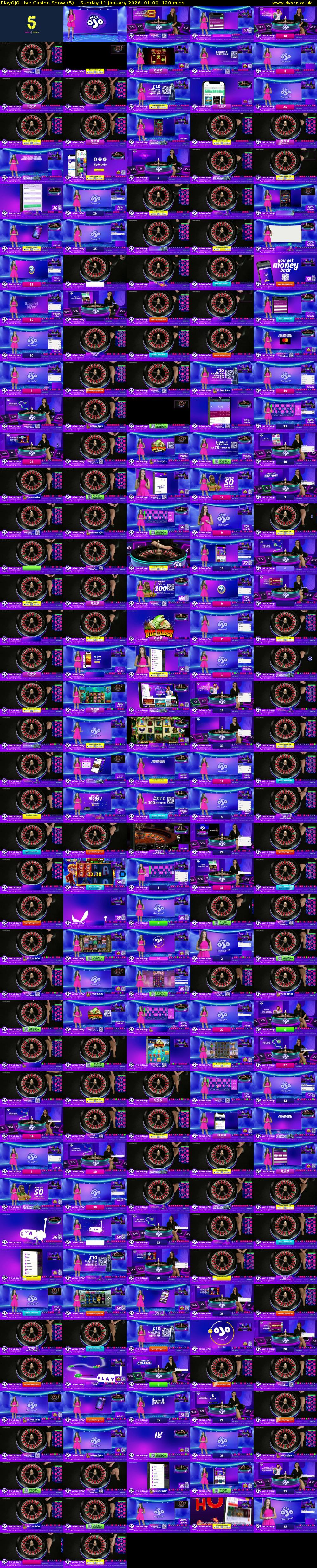 PlayOJO Live Casino Show (5) Sunday 11 January 2026 01:00 - 03:00