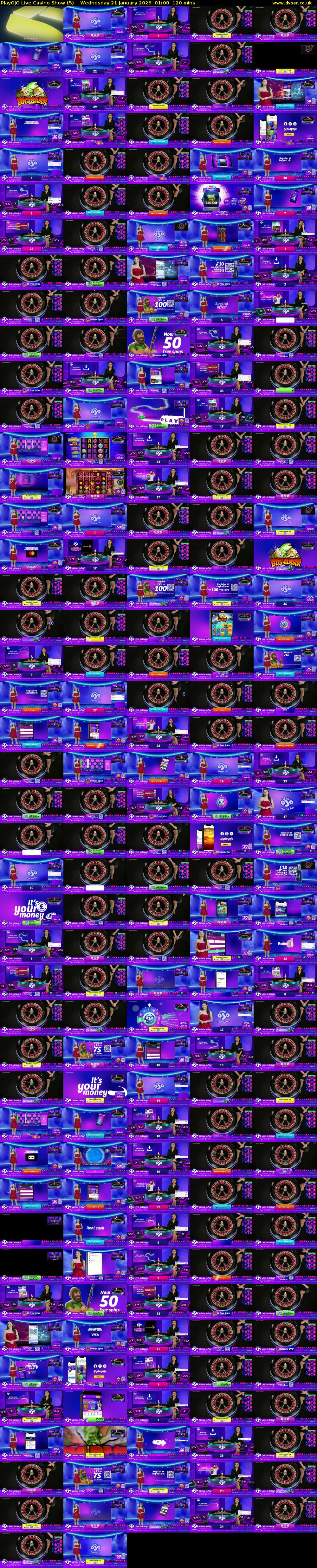 PlayOJO Live Casino Show (5) Wednesday 21 January 2026 01:00 - 03:00