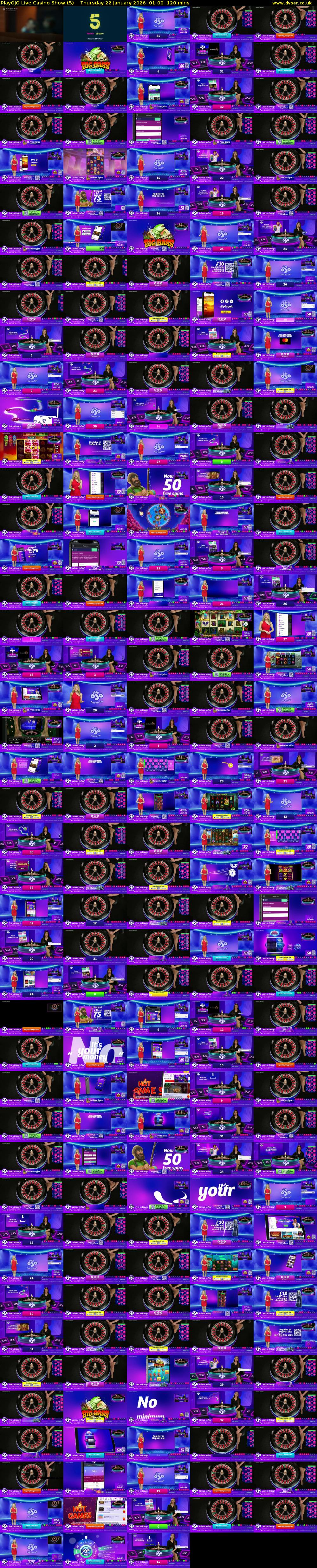 PlayOJO Live Casino Show (5) Thursday 22 January 2026 01:00 - 03:00