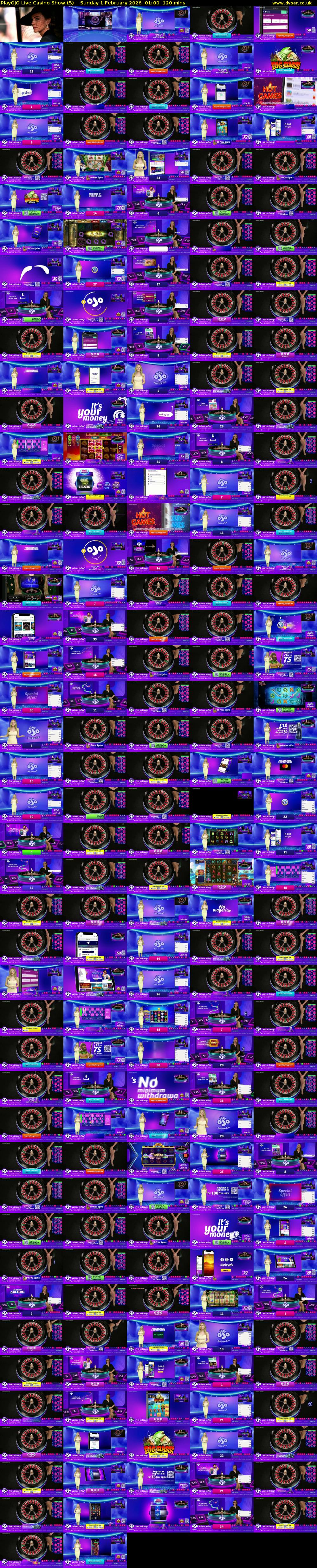 PlayOJO Live Casino Show (5) Sunday 1 February 2026 01:00 - 03:00