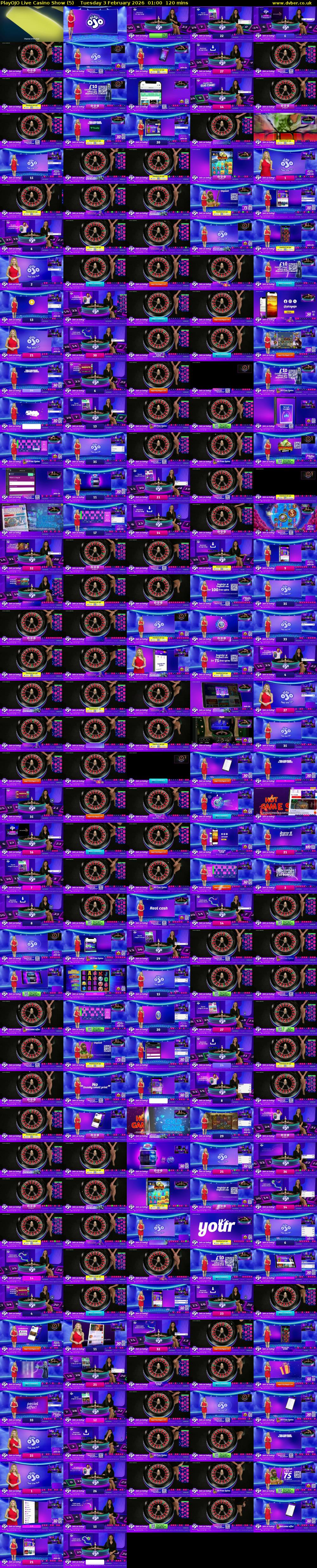 PlayOJO Live Casino Show (5) Tuesday 3 February 2026 01:00 - 03:00