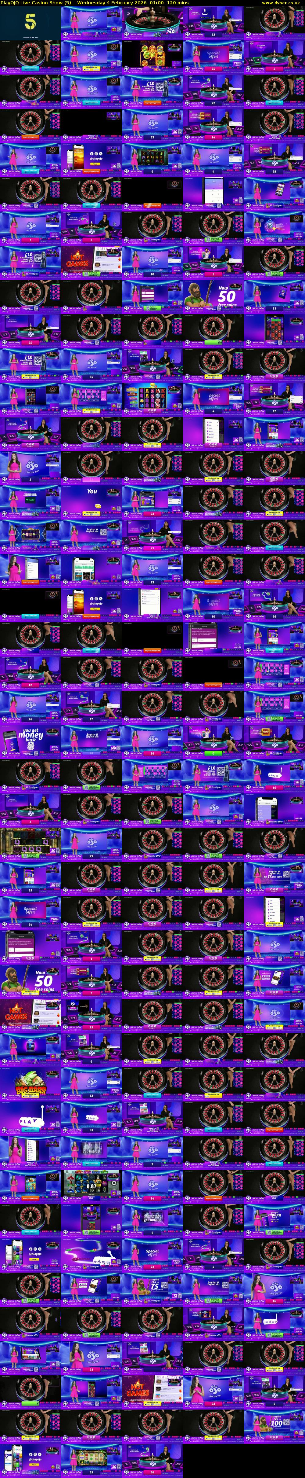 PlayOJO Live Casino Show (5) Wednesday 4 February 2026 01:00 - 03:00