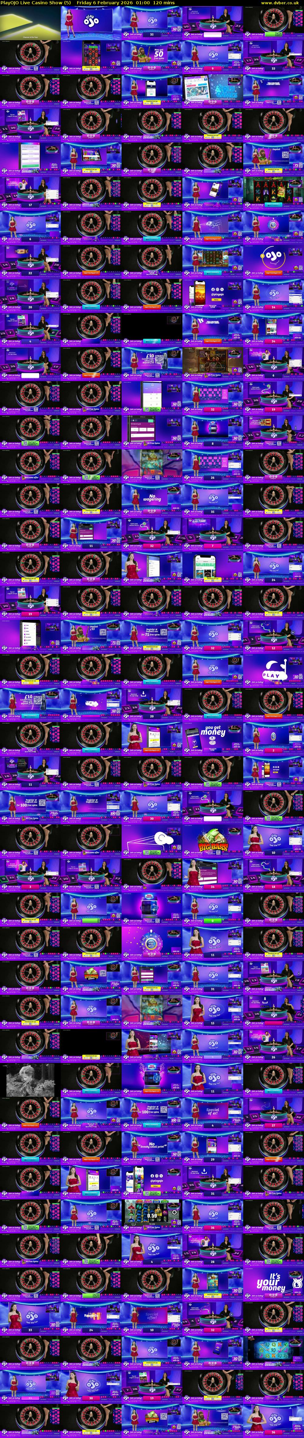 PlayOJO Live Casino Show (5) Friday 6 February 2026 01:00 - 03:00