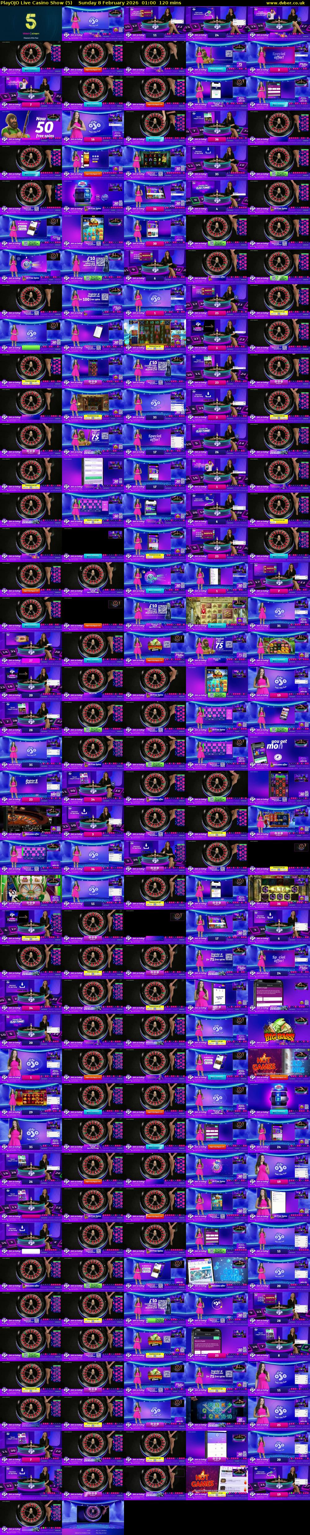 PlayOJO Live Casino Show (5) Sunday 8 February 2026 01:00 - 03:00