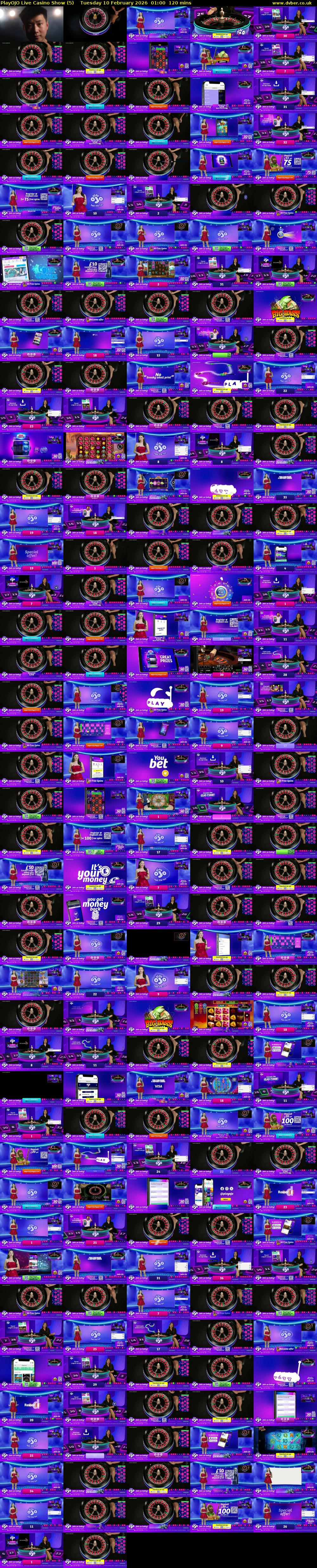 PlayOJO Live Casino Show (5) Tuesday 10 February 2026 01:00 - 03:00