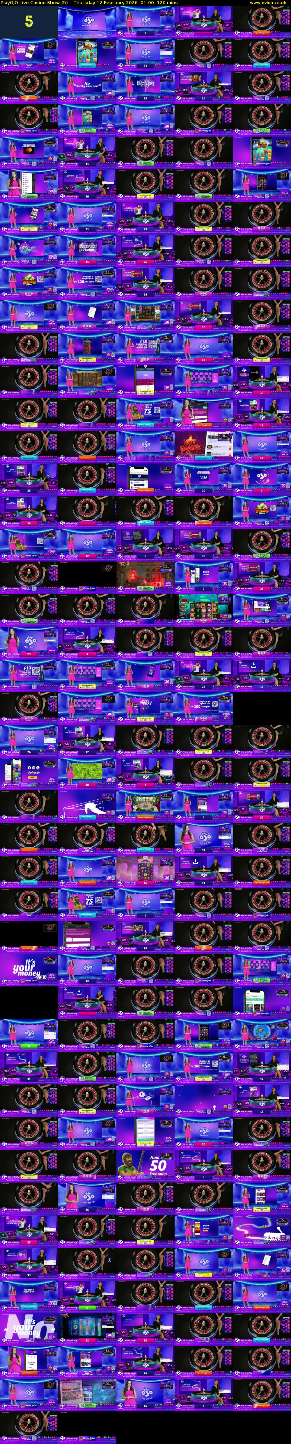 PlayOJO Live Casino Show (5) Thursday 12 February 2026 01:00 - 03:00