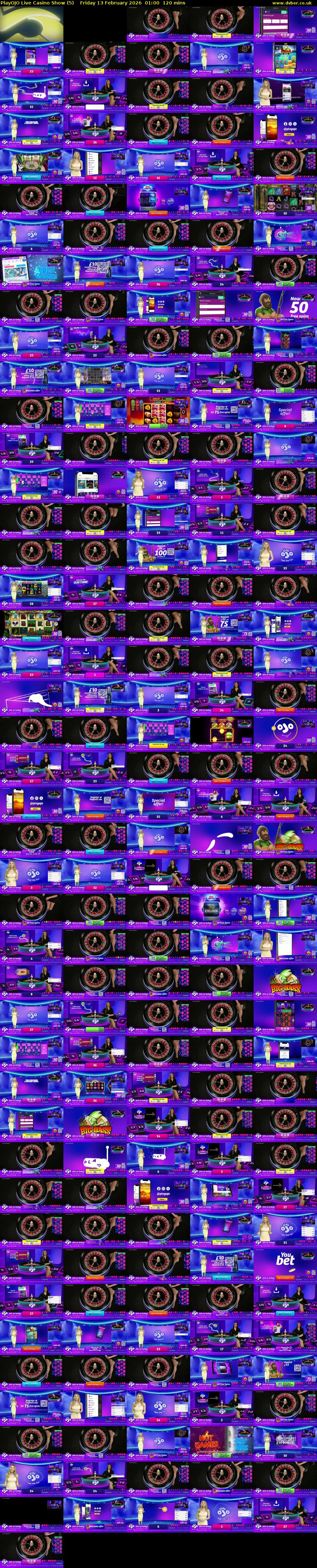 PlayOJO Live Casino Show (5) Friday 13 February 2026 01:00 - 03:00