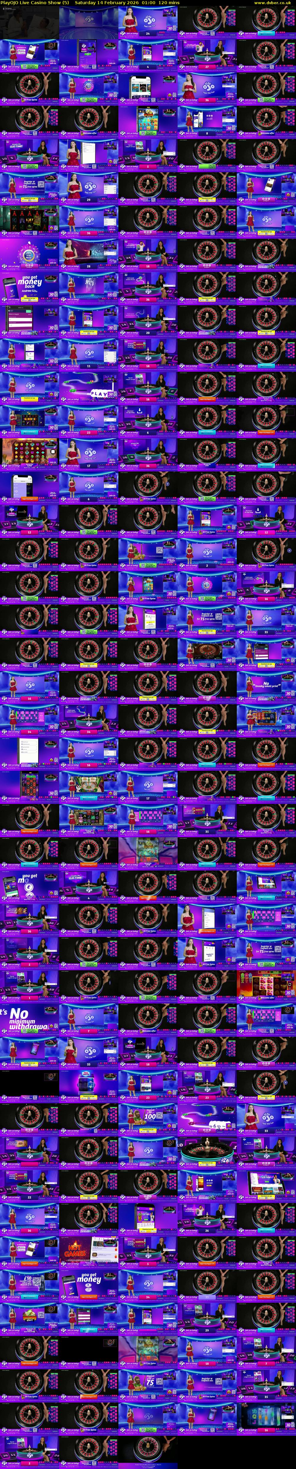 PlayOJO Live Casino Show (5) Saturday 14 February 2026 01:00 - 03:00