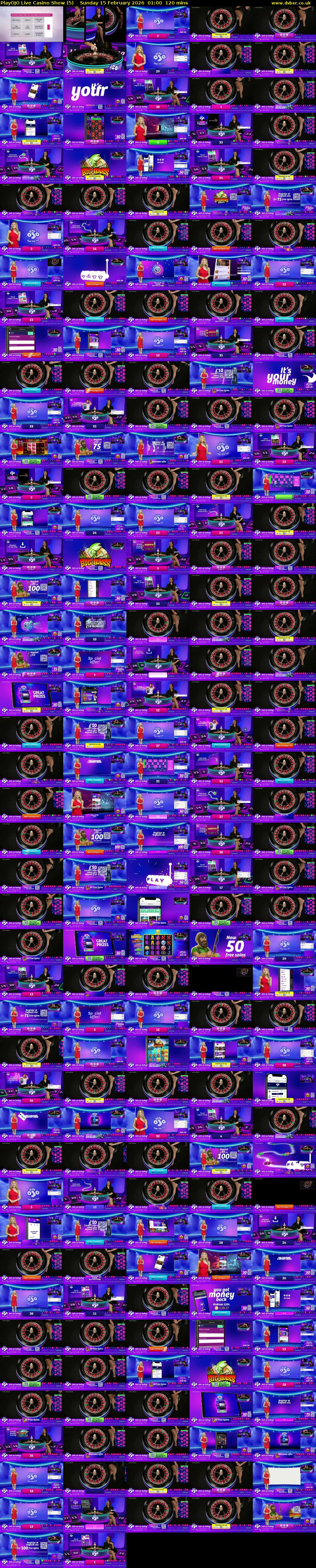 PlayOJO Live Casino Show (5) Sunday 15 February 2026 01:00 - 03:00