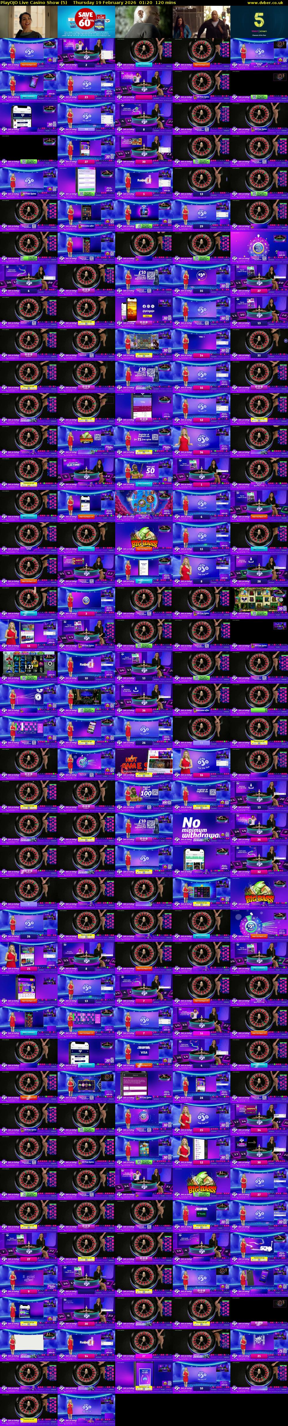PlayOJO Live Casino Show (5) Thursday 19 February 2026 01:20 - 03:20