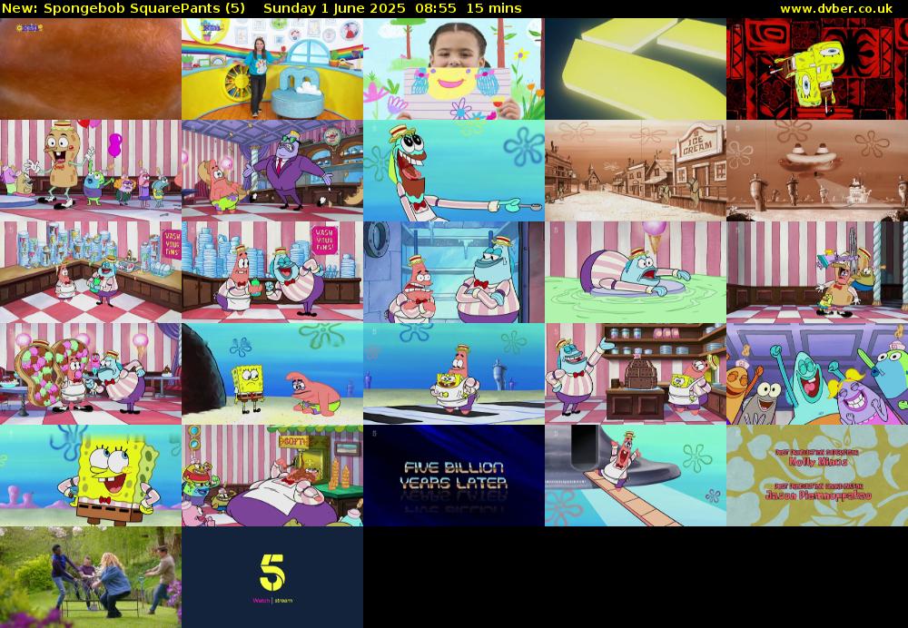 Spongebob SquarePants (5) Sunday 1 June 2025 08:55 - 09:10