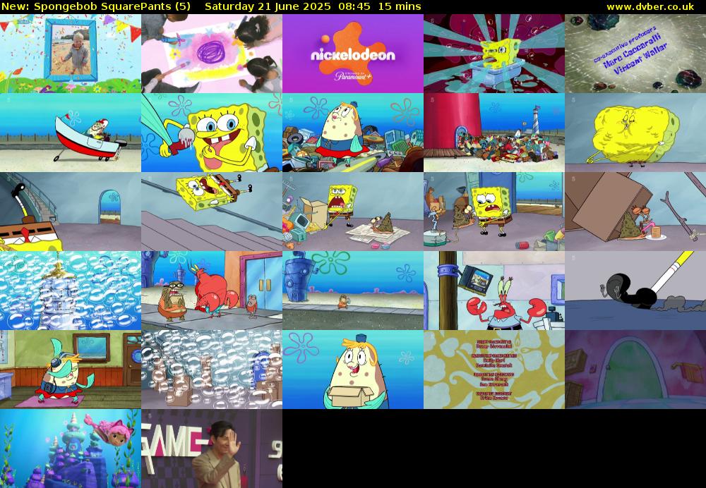 Spongebob SquarePants (5) Saturday 21 June 2025 08:45 - 09:00