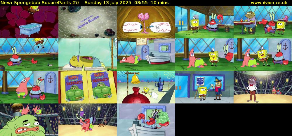 Spongebob SquarePants (5) Sunday 13 July 2025 08:55 - 09:05