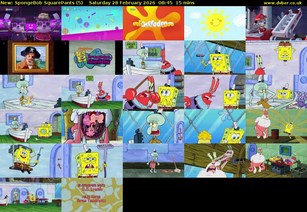 Spongebob SquarePants (5) Saturday 28 February 2026 08:45 - 09:00