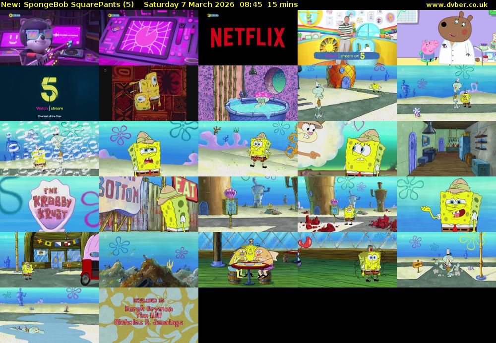 Spongebob SquarePants (5) Saturday 7 March 2026 08:45 - 09:00