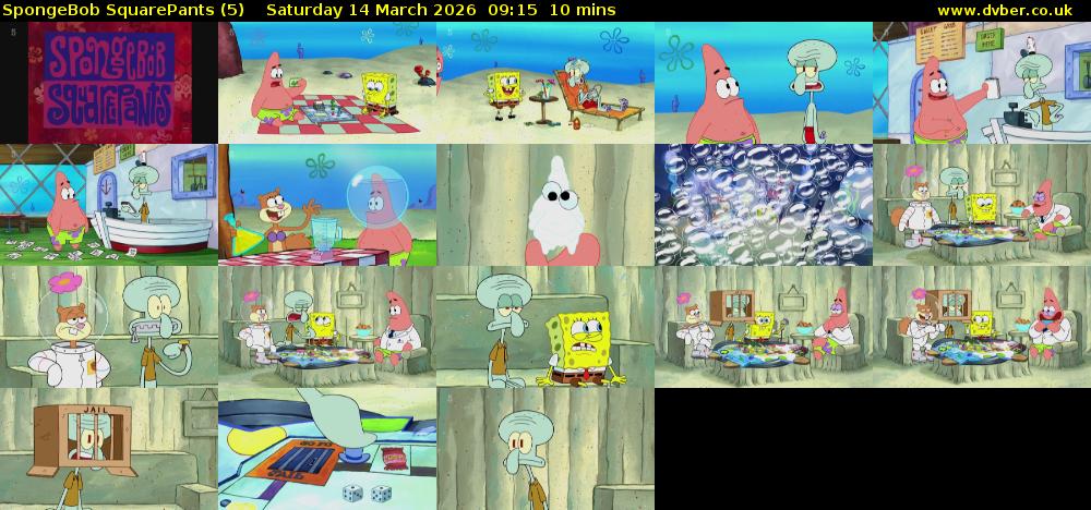 Spongebob SquarePants (5) Saturday 14 March 2026 09:15 - 09:25