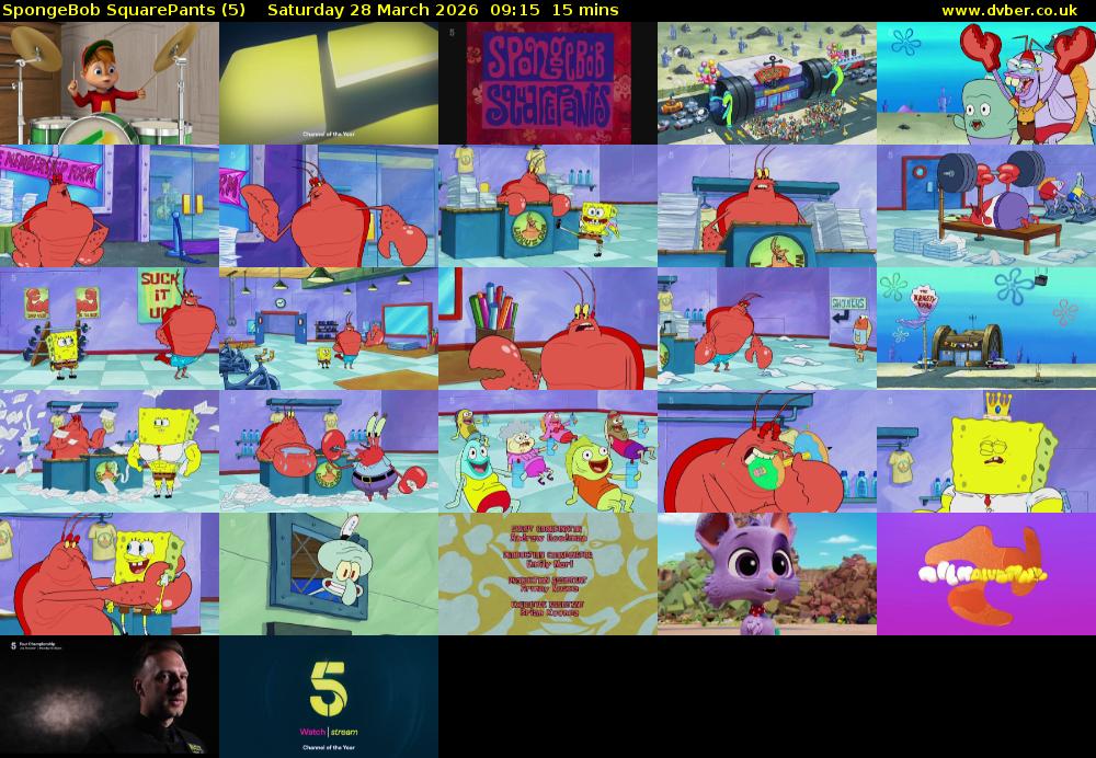Spongebob SquarePants (5) Saturday 28 March 2026 09:15 - 09:30