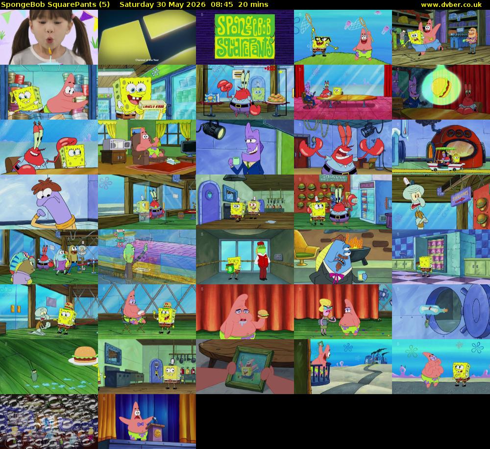 Spongebob SquarePants (5) Saturday 30 May 2026 08:45 - 09:05