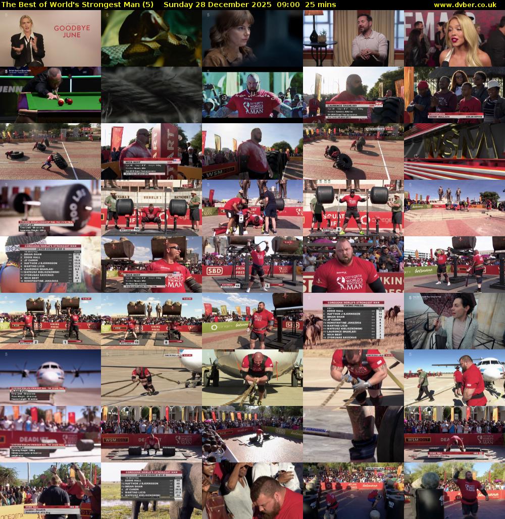 The Best of World's Strongest Man (5) Sunday 28 December 2025 09:00 - 09:25