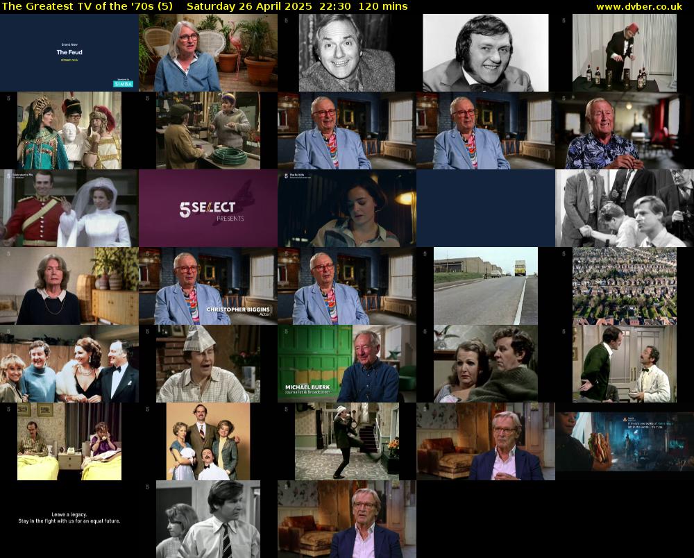 The Greatest TV of the '70s (5) Saturday 26 April 2025 22:30 - 00:30