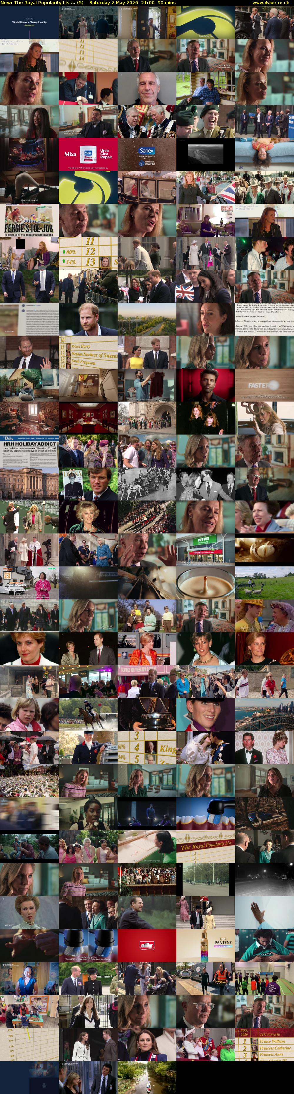 The Royal Popularity List... (5) Saturday 2 May 2026 21:00 - 22:30