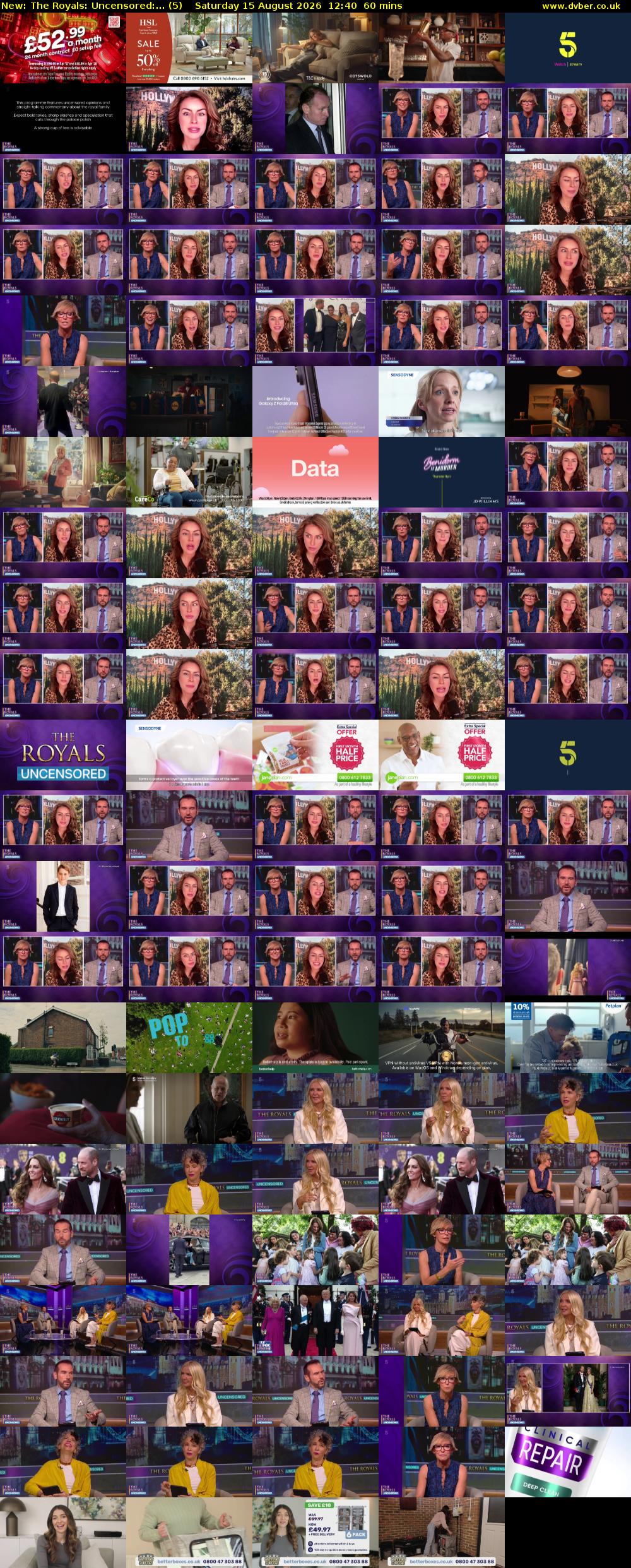 The Royals: Uncensored:... (5) Saturday 15 August 2026 12:40 - 13:40