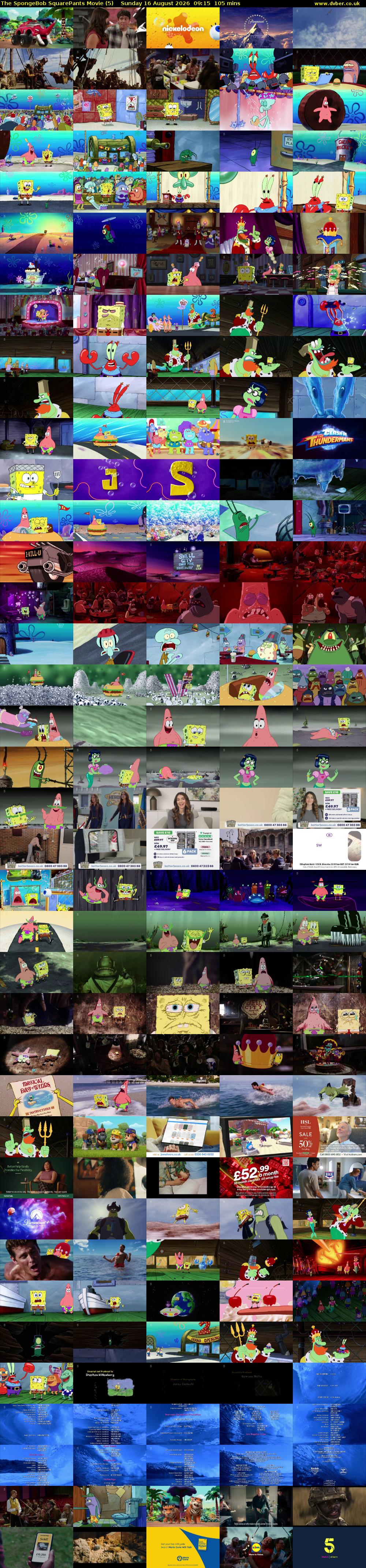 The SpongeBob SquarePants Movie (5) Sunday 16 August 2026 09:15 - 11:00