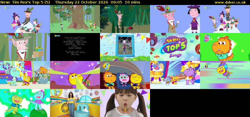 Tim Rex's Top 5 (5) Thursday 22 October 2026 09:05 - 09:15