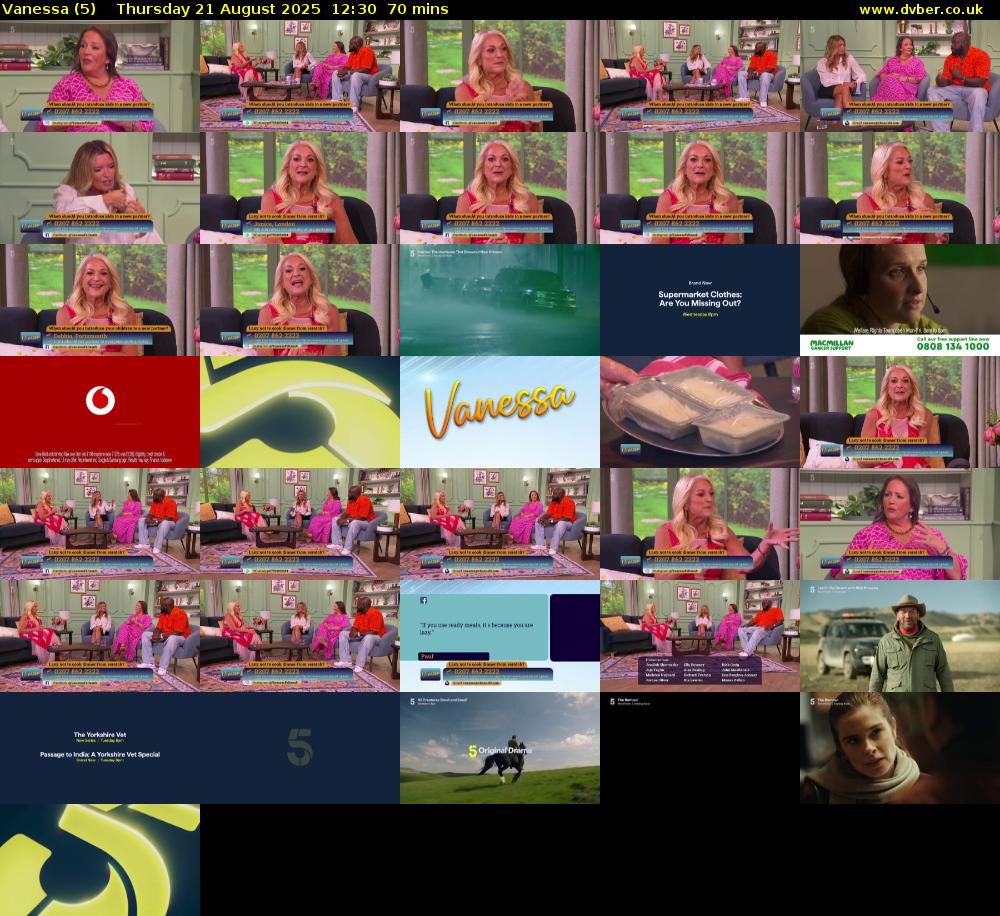 Vanessa (5) Thursday 21 August 2025 12:30 - 13:40