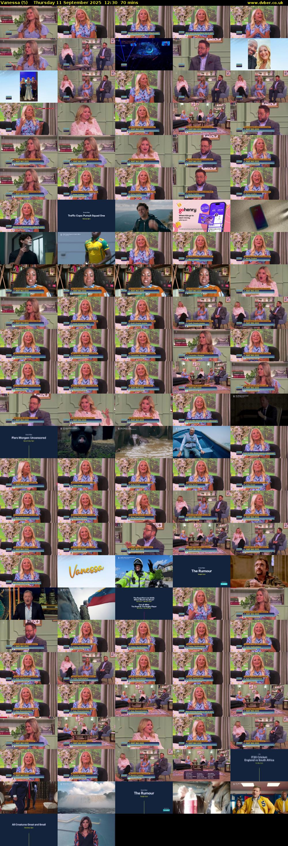 Vanessa (5) Thursday 11 September 2025 12:30 - 13:40