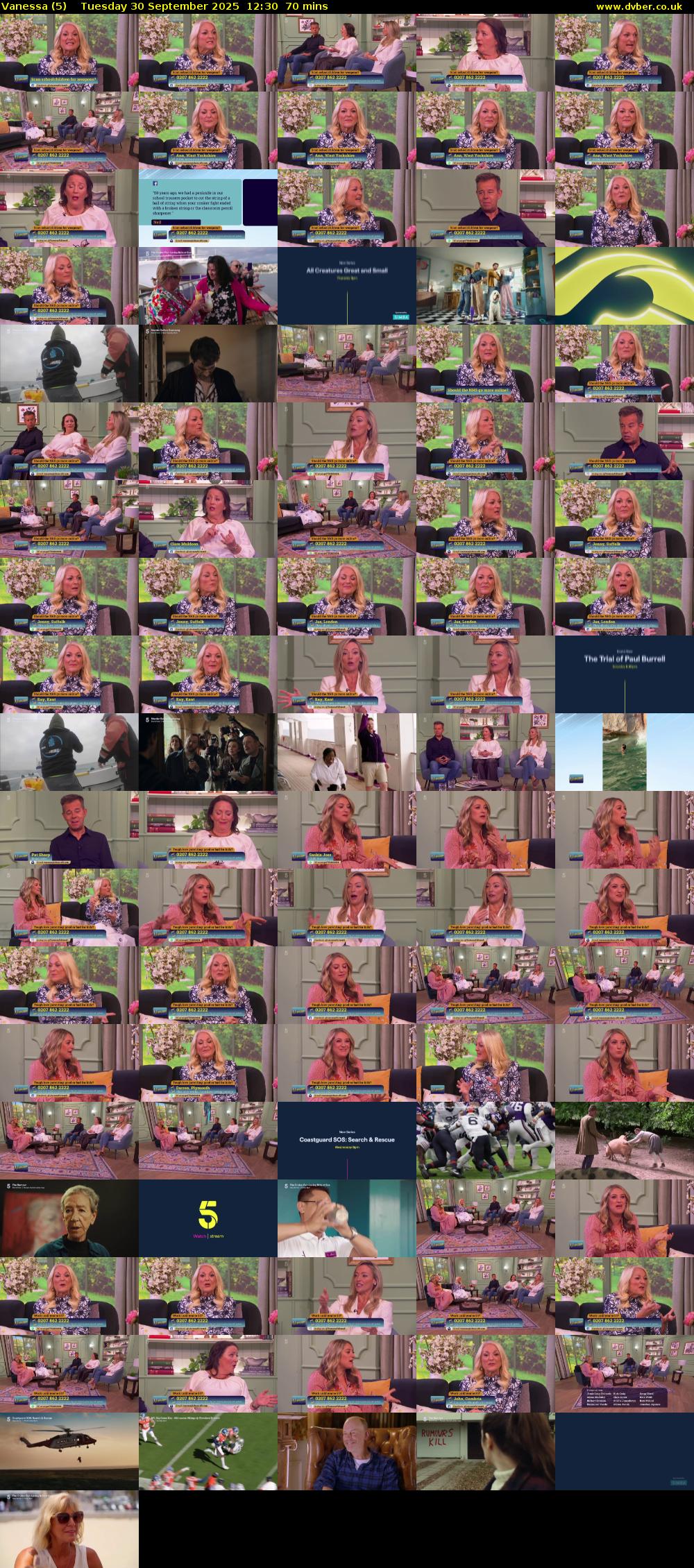 Vanessa (5) Tuesday 30 September 2025 12:30 - 13:40