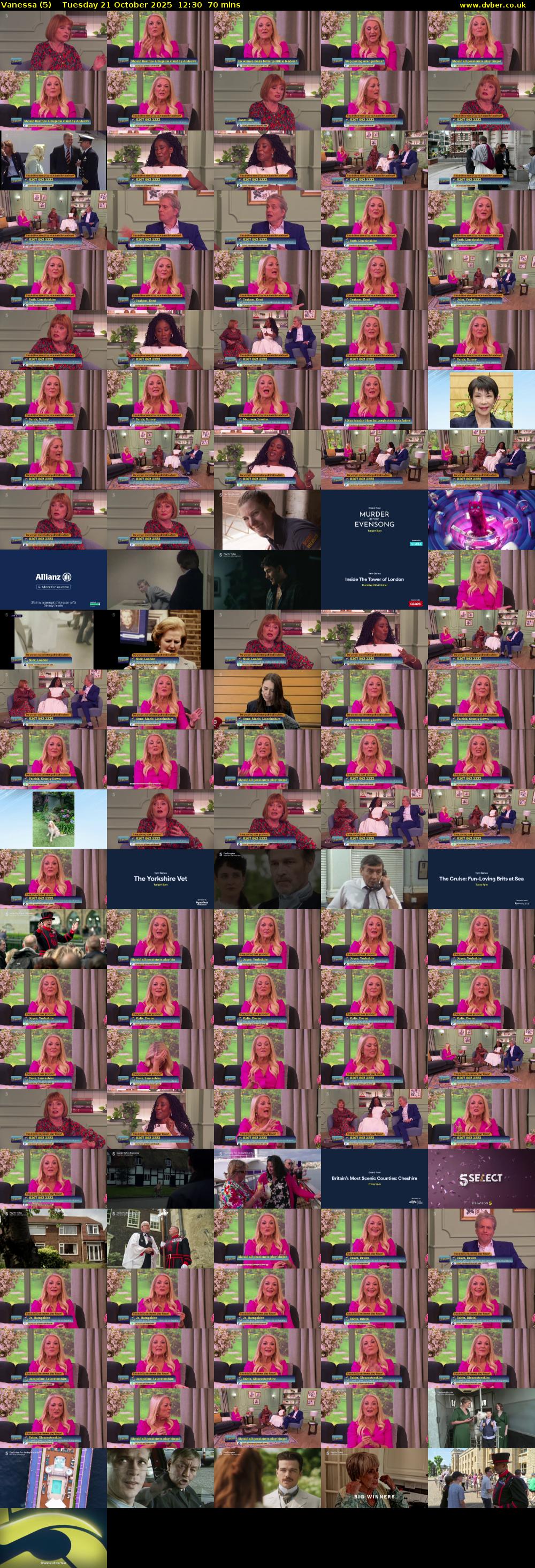 Vanessa (5) Tuesday 21 October 2025 12:30 - 13:40