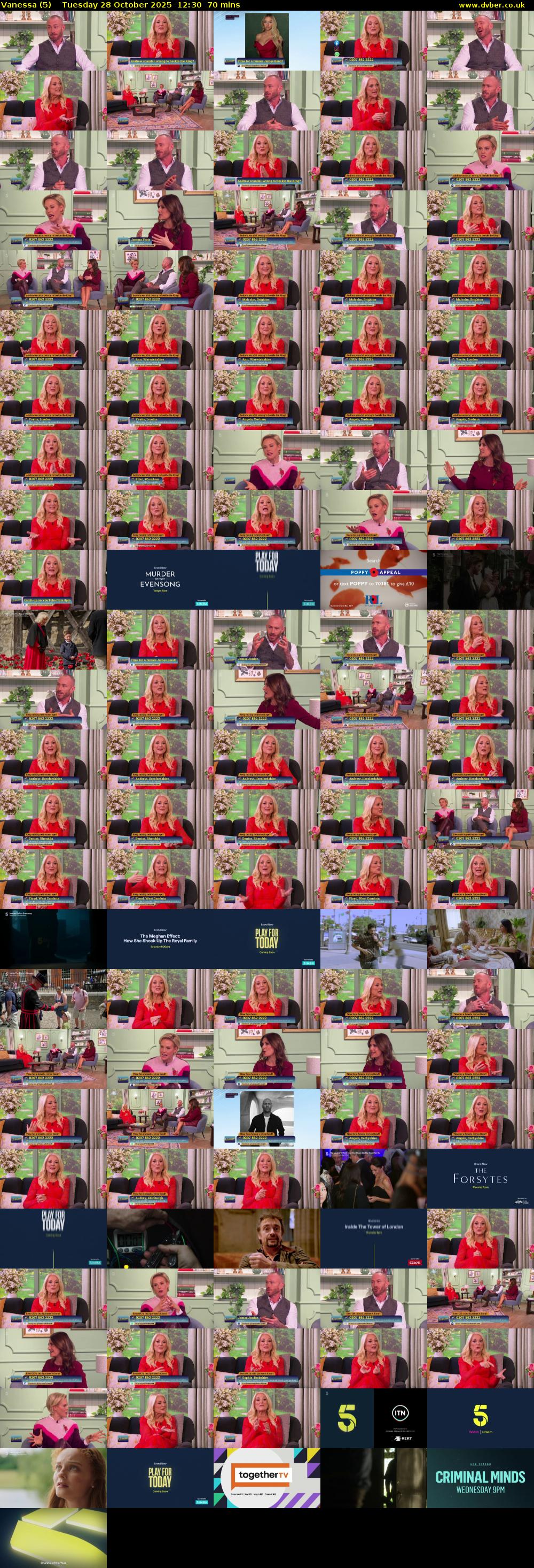 Vanessa (5) Tuesday 28 October 2025 12:30 - 13:40