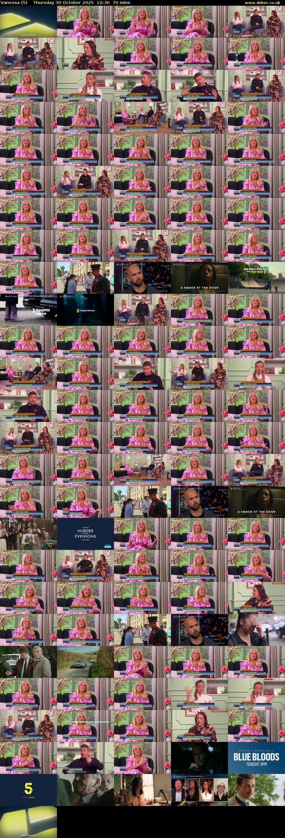 Vanessa (5) Thursday 30 October 2025 12:30 - 13:40