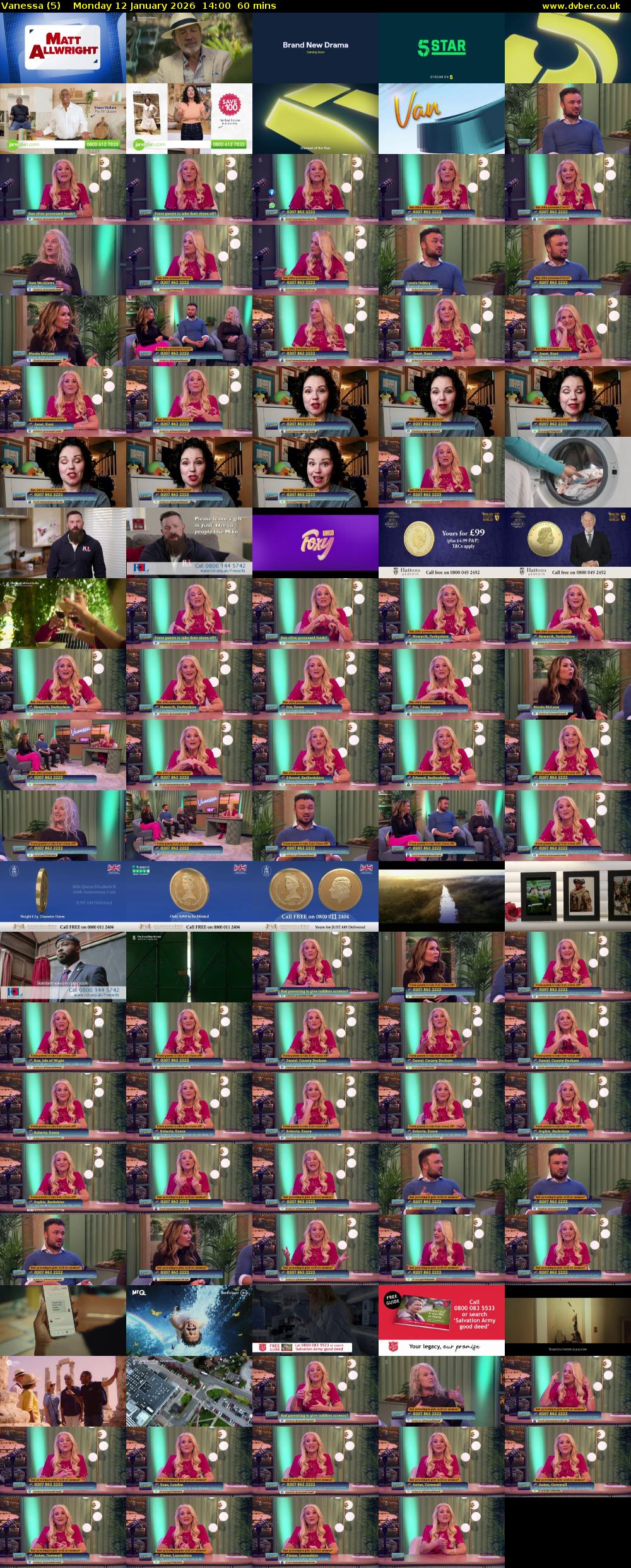 Vanessa (5) Monday 12 January 2026 14:00 - 15:00