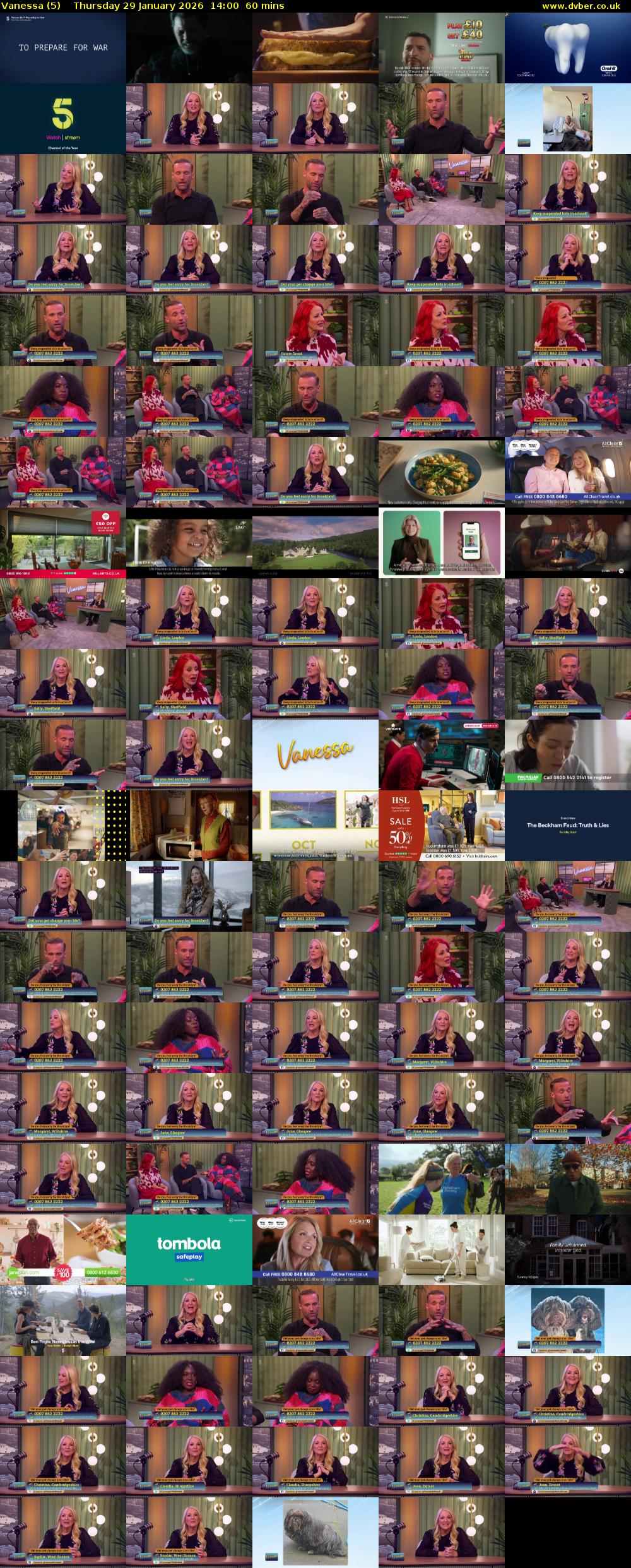 Vanessa (5) Thursday 29 January 2026 14:00 - 15:00