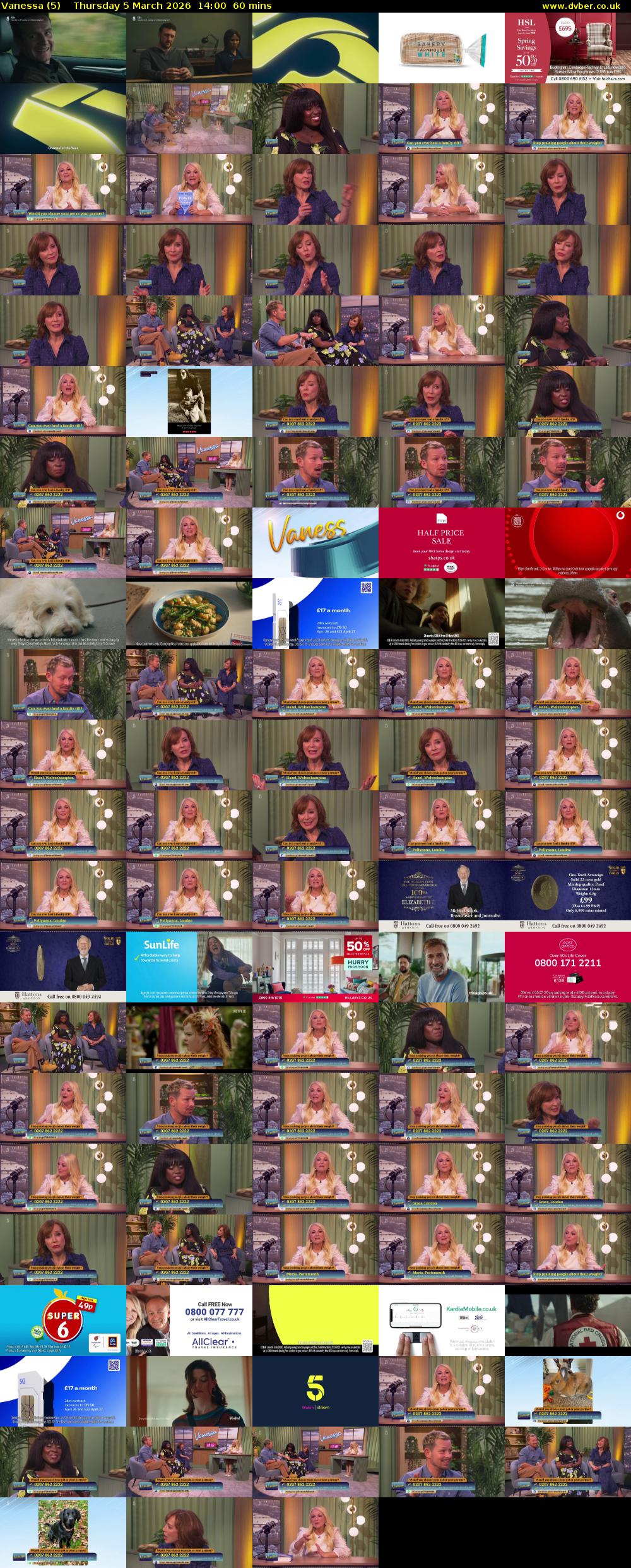 Vanessa (5) Thursday 5 March 2026 14:00 - 15:00