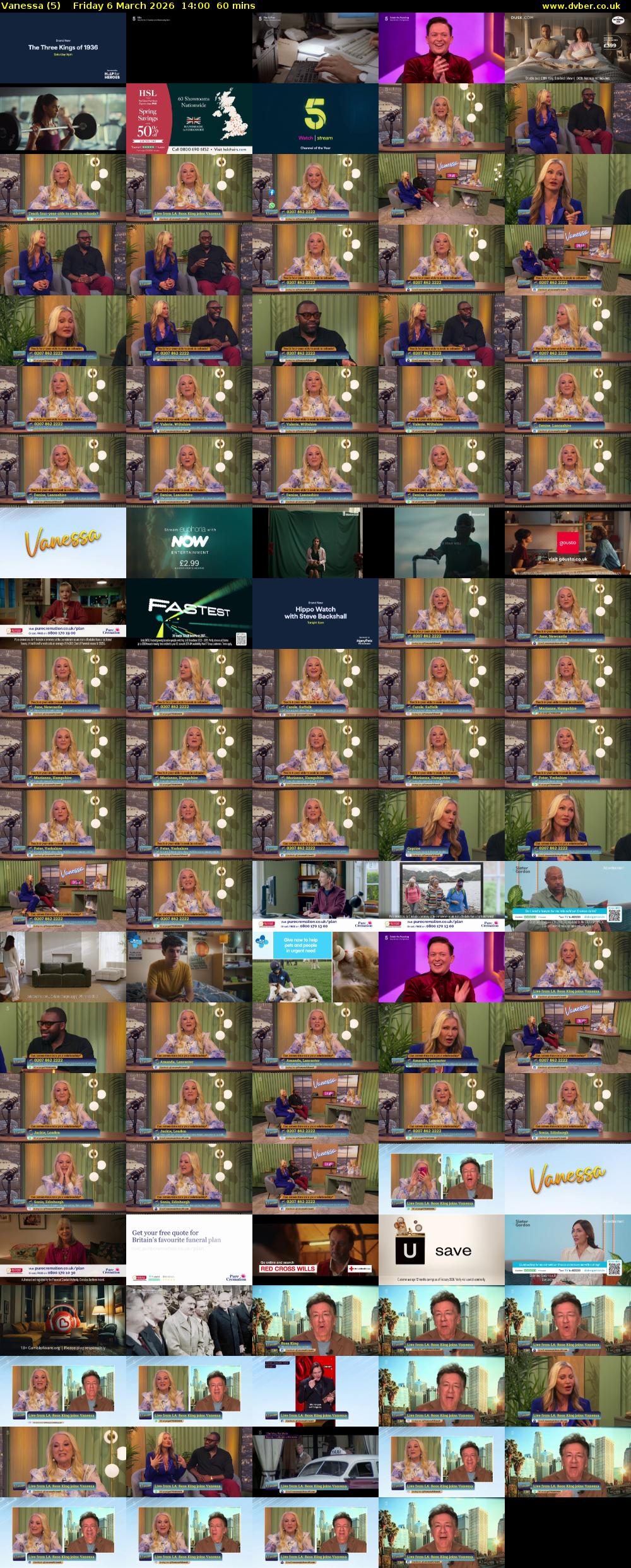 Vanessa (5) Friday 6 March 2026 14:00 - 15:00