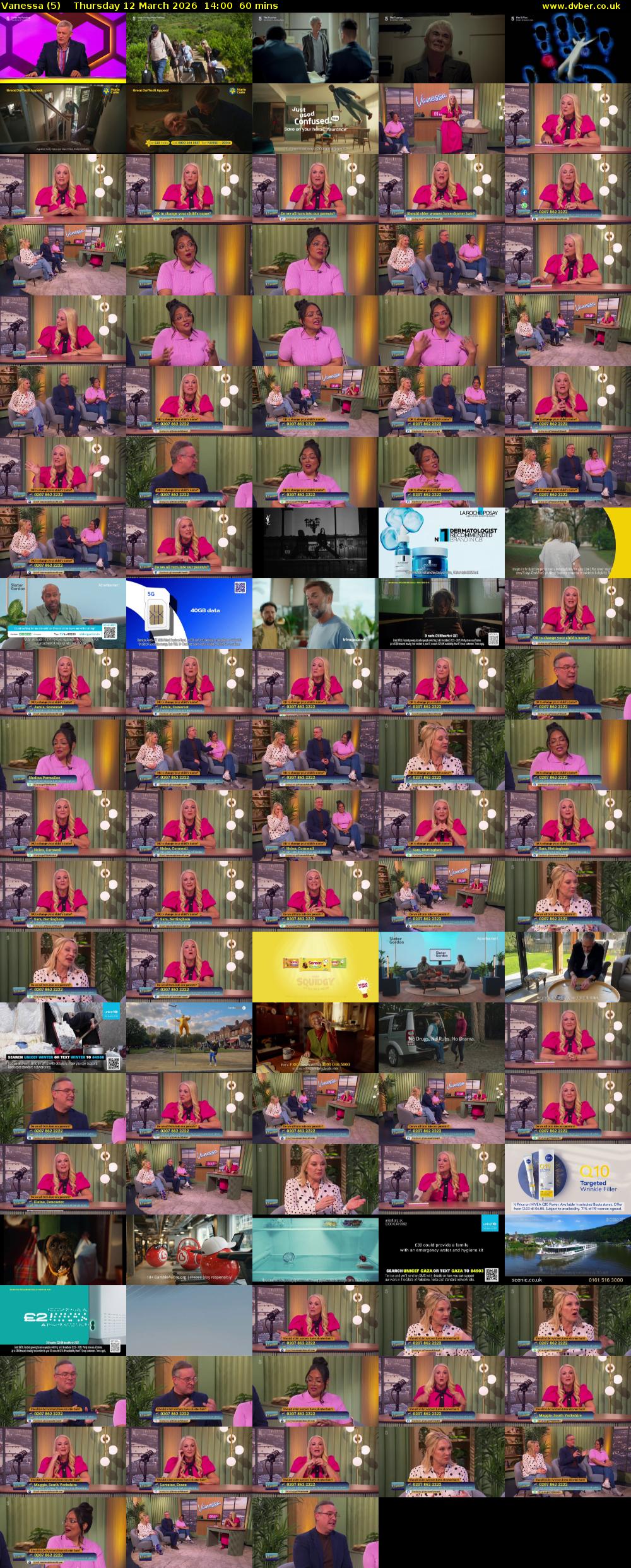 Vanessa (5) Thursday 12 March 2026 14:00 - 15:00