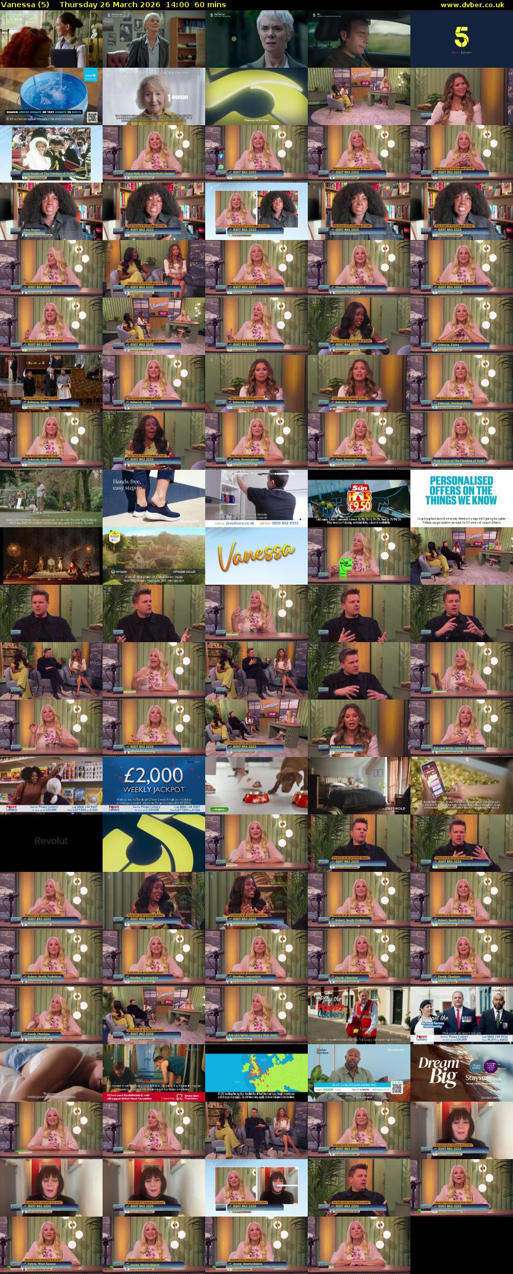 Vanessa (5) Thursday 26 March 2026 14:00 - 15:00