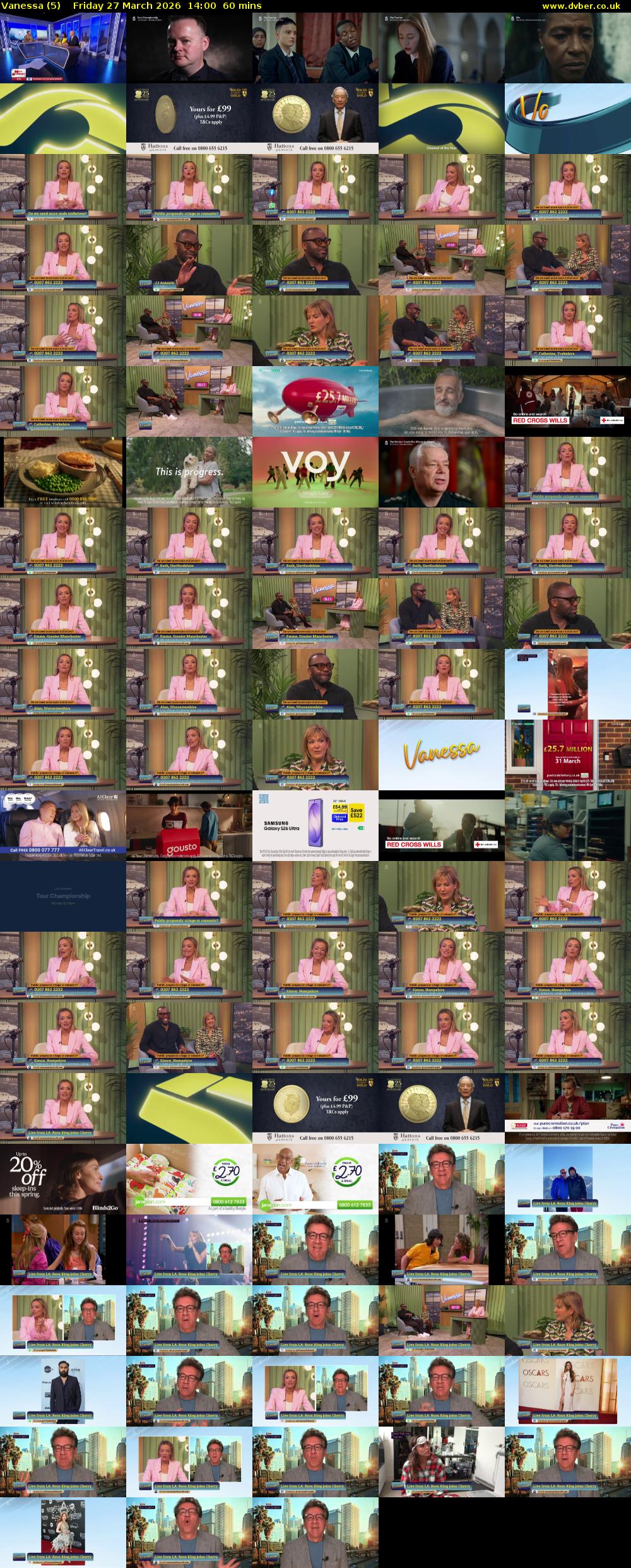 Vanessa (5) Friday 27 March 2026 14:00 - 15:00