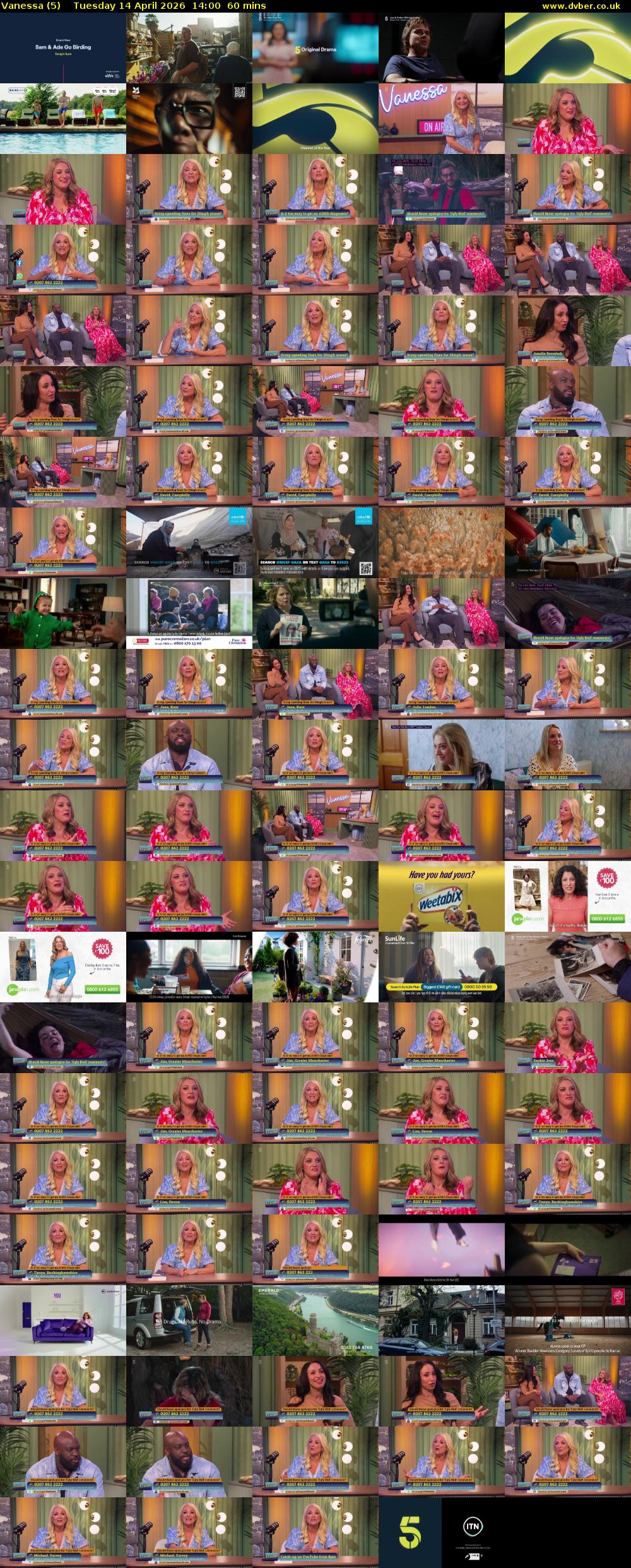 Vanessa (5) Tuesday 14 April 2026 14:00 - 15:00