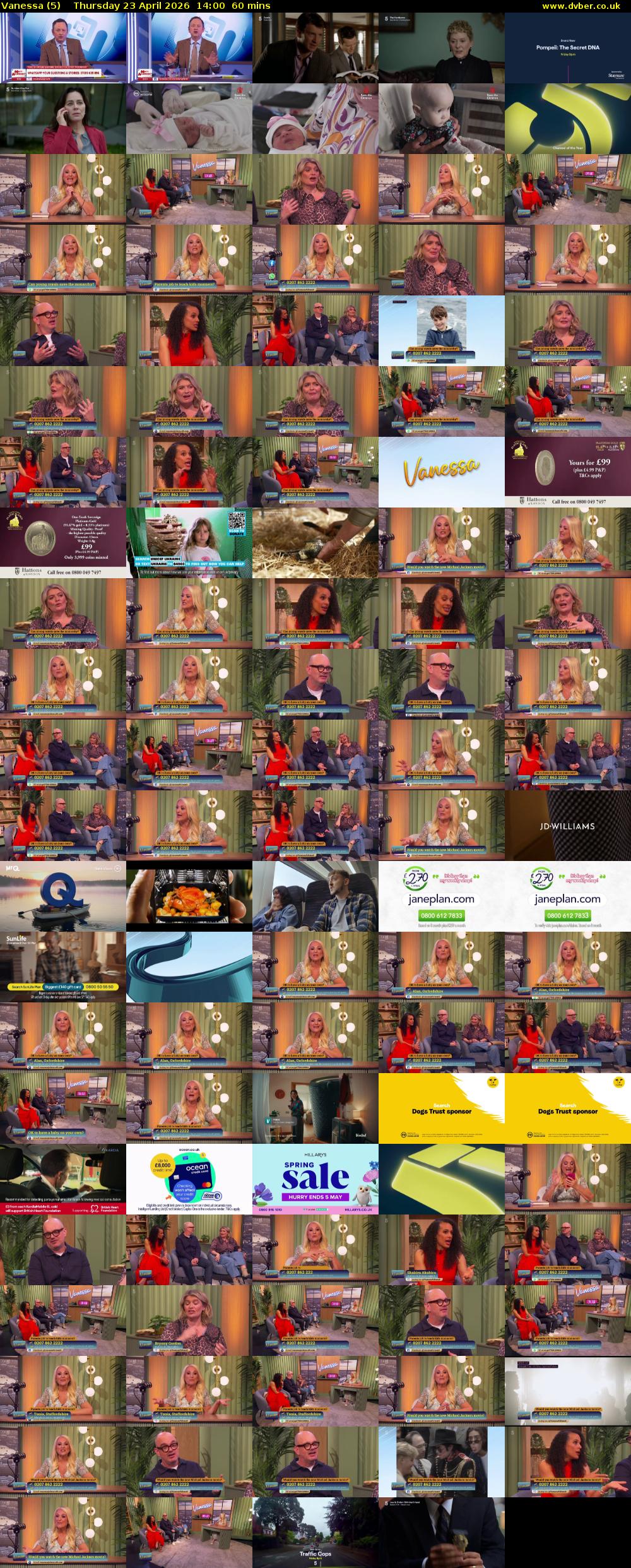 Vanessa (5) Thursday 23 April 2026 14:00 - 15:00