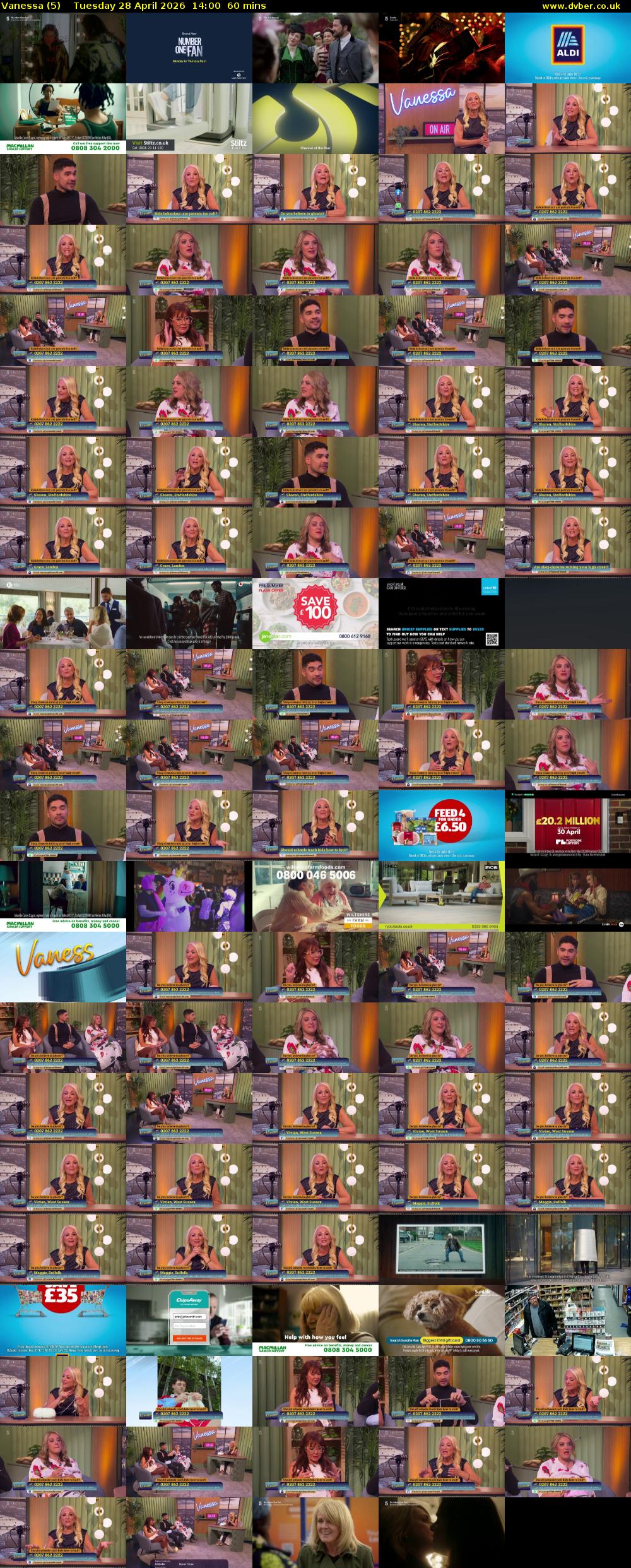 Vanessa (5) Tuesday 28 April 2026 14:00 - 15:00