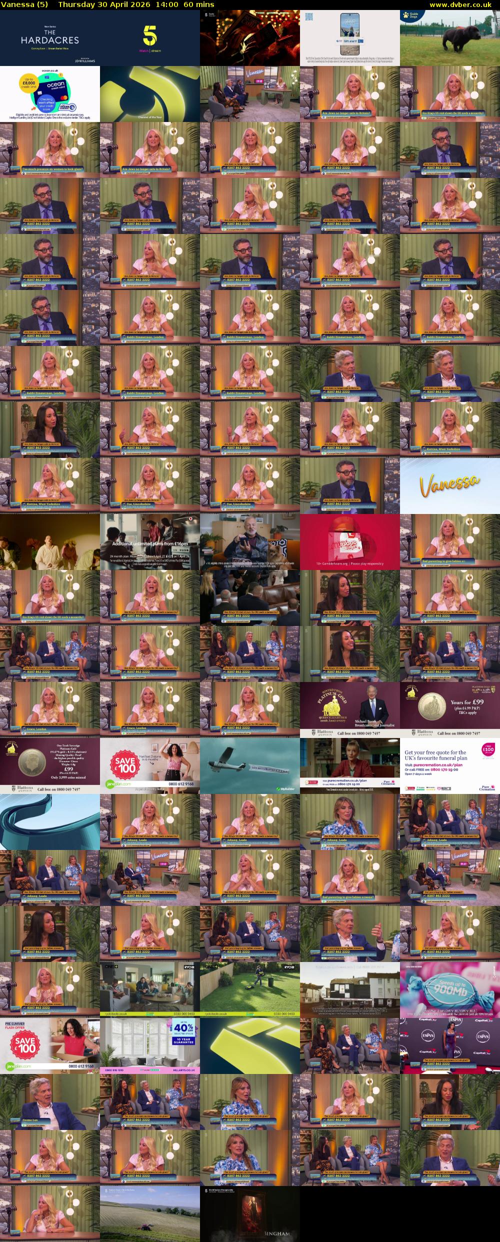 Vanessa (5) Thursday 30 April 2026 14:00 - 15:00