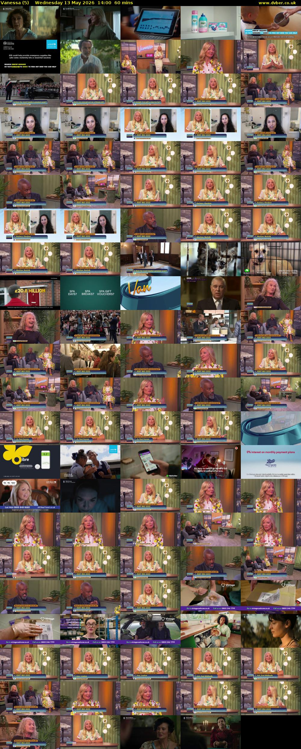 Vanessa (5) Wednesday 13 May 2026 14:00 - 15:00