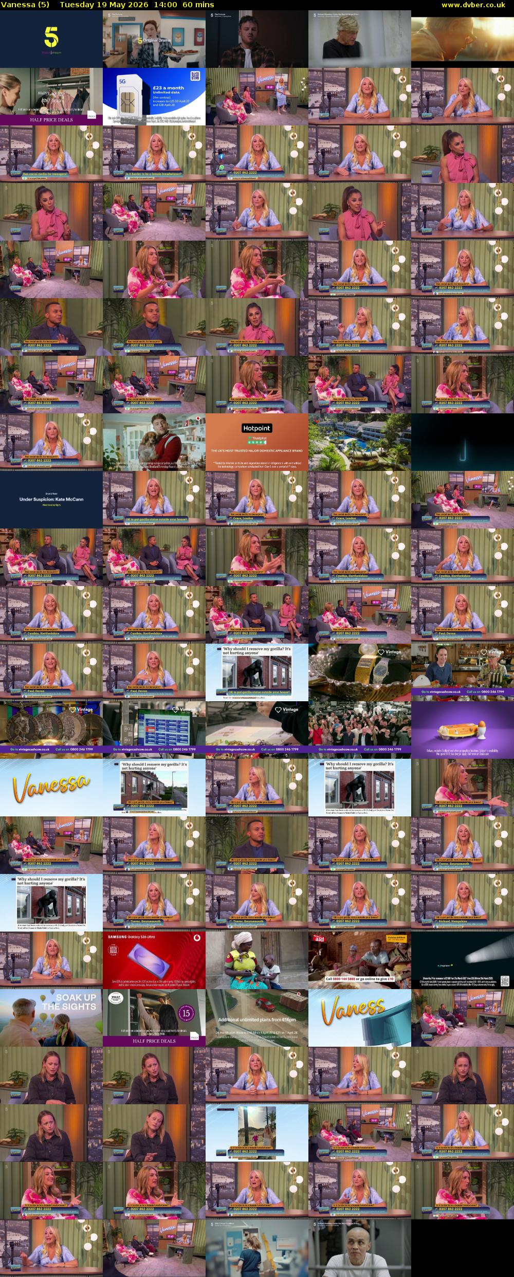 Vanessa (5) Tuesday 19 May 2026 14:00 - 15:00