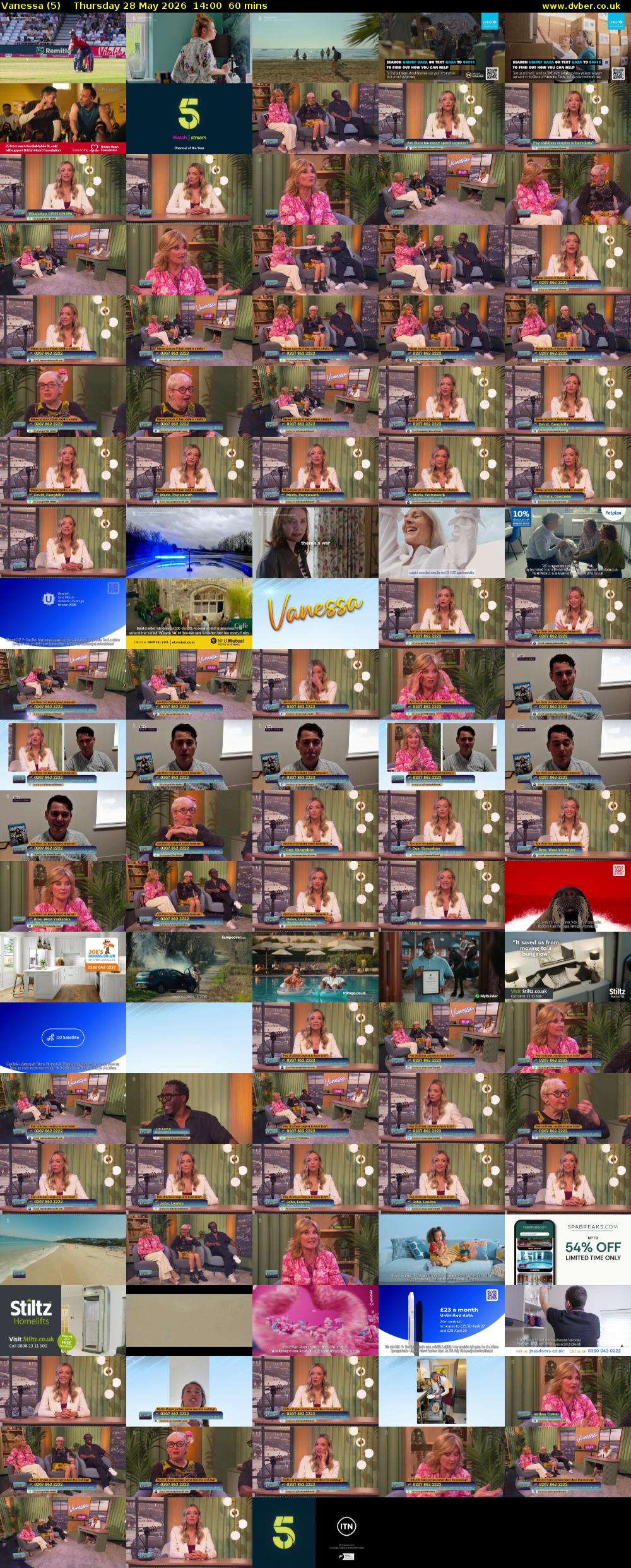 Vanessa (5) Thursday 28 May 2026 14:00 - 15:00