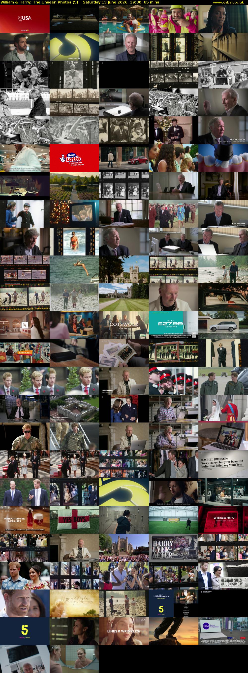 William & Harry: The Unseen Photos (5) Saturday 13 June 2026 19:30 - 20:35