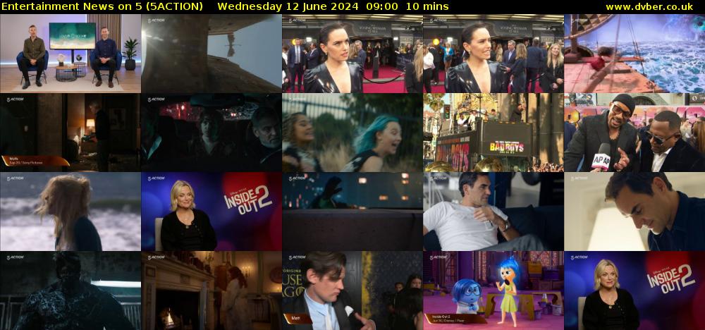 Entertainment News on 5 (5ACTION) Wednesday 12 June 2024 09:00 - 09:10